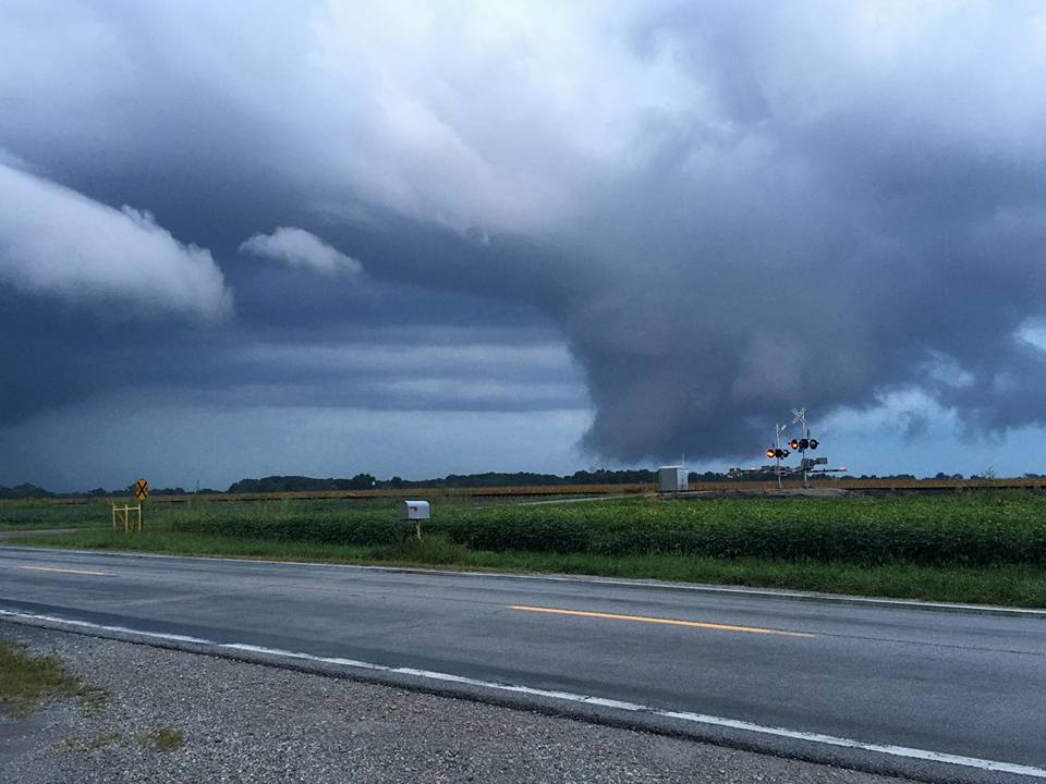 Wall cloud near Martinsville. Photo courtesy of Patti Self Daughhetee