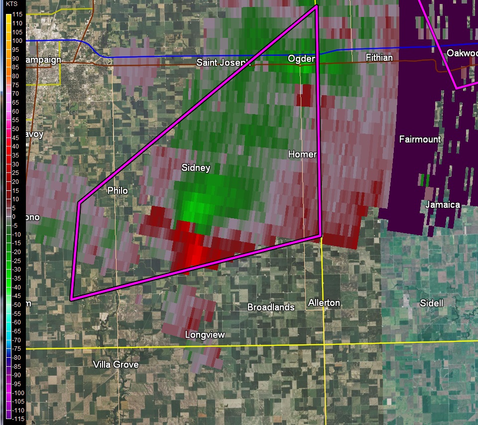 Storm relative motion image from 6:32 pm, near touchdown time