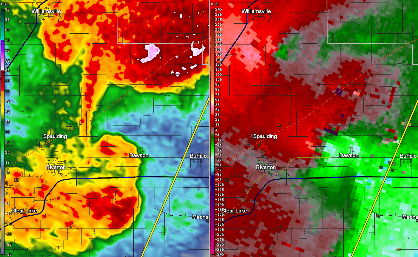 Tornadic storm west of Dawson