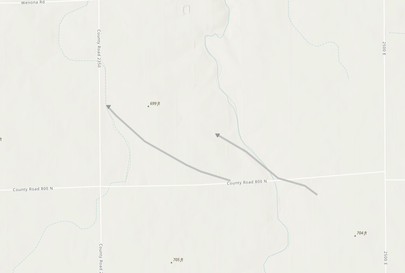 Track Map of tornadoes northeast of Varna