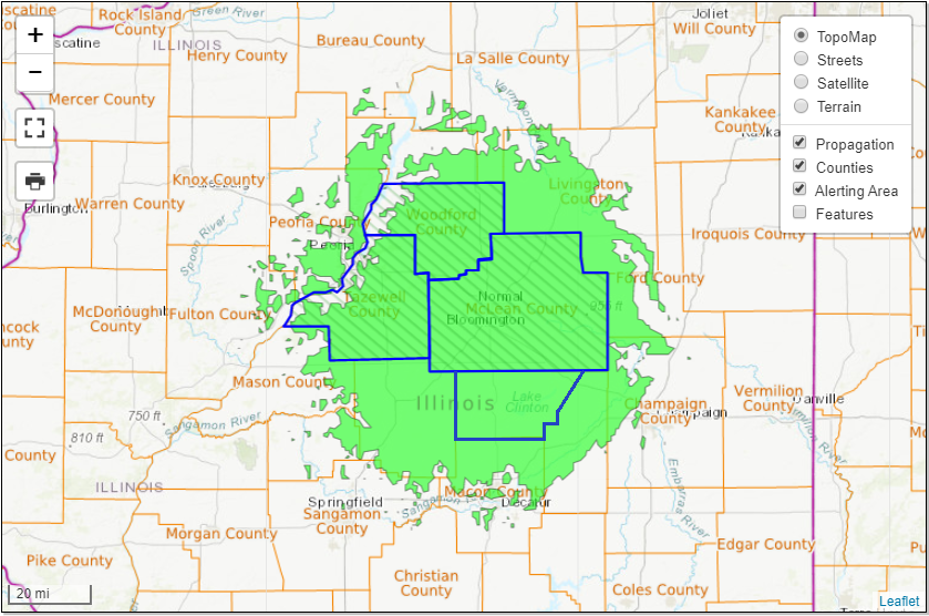 KZZ-65 coverage area