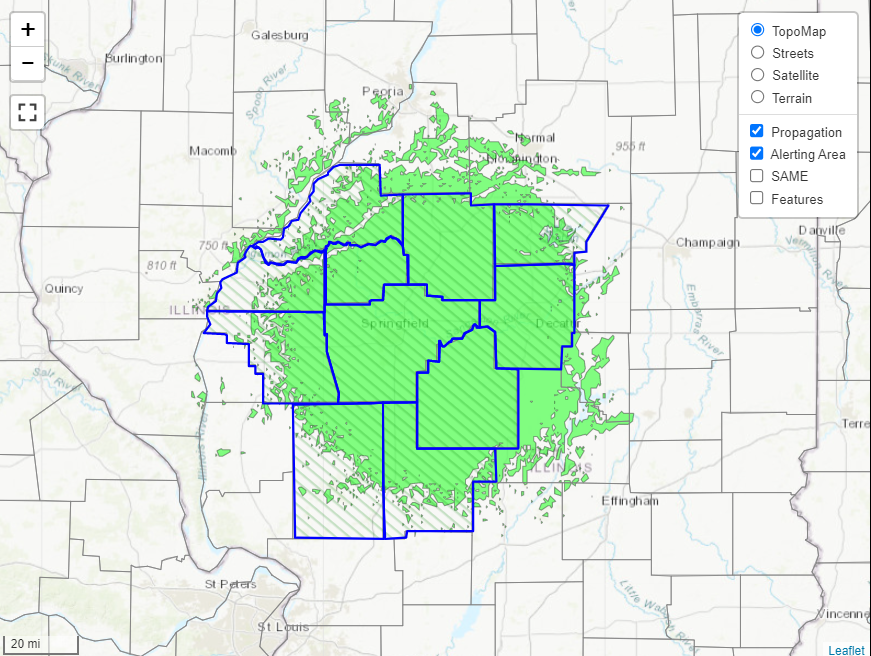 WXJ-75 coverage area