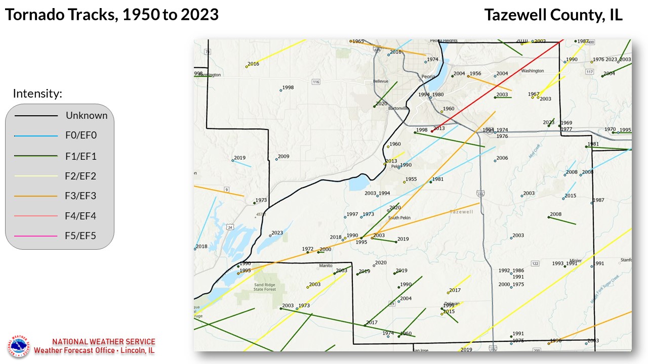 Tazewell County tornadoes since 1950