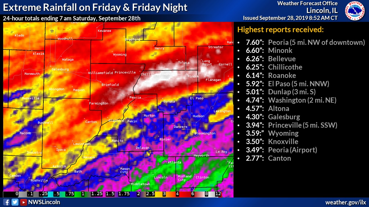 24-hour rainfall ending 7 am Saturday, September 28, 2019