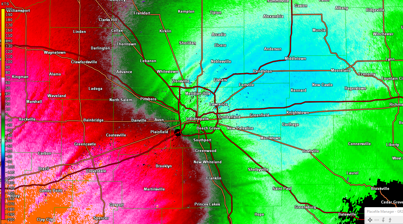 Velocity image at 6:54 PM EDT