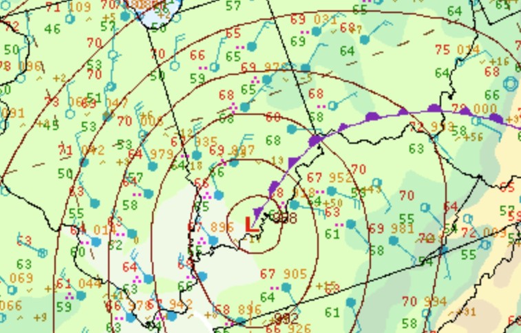 Surface Map at 8 PM EDT