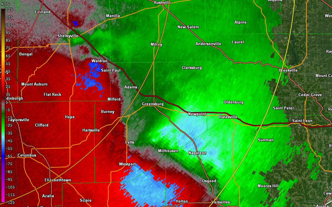 Storm Relative Velocity Image near 8:26 PM EDT