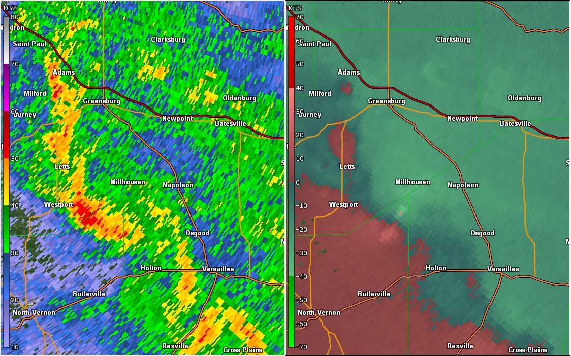 Radar/Storm Relative Velocity Image Near Tornado Time