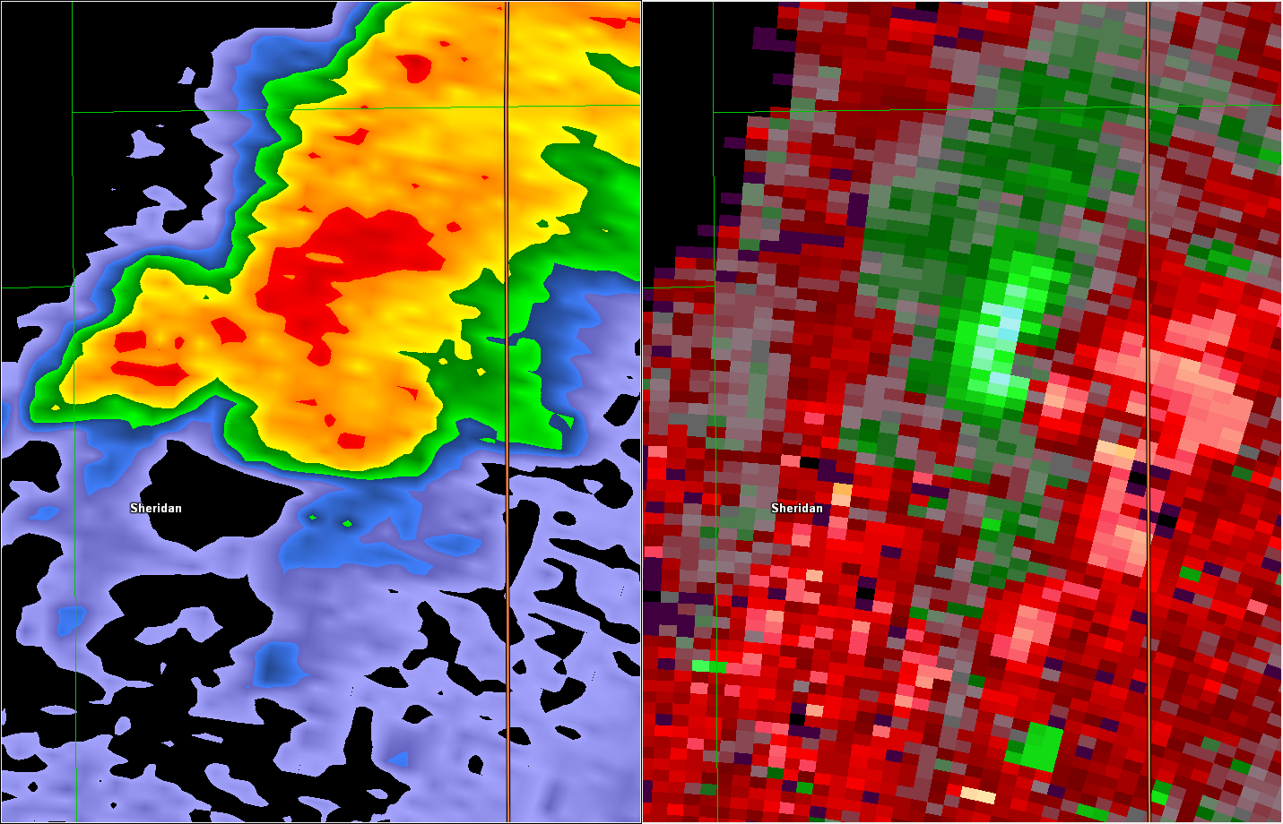 Radar/Storm Relative Velocity at 7:09 PM EDT