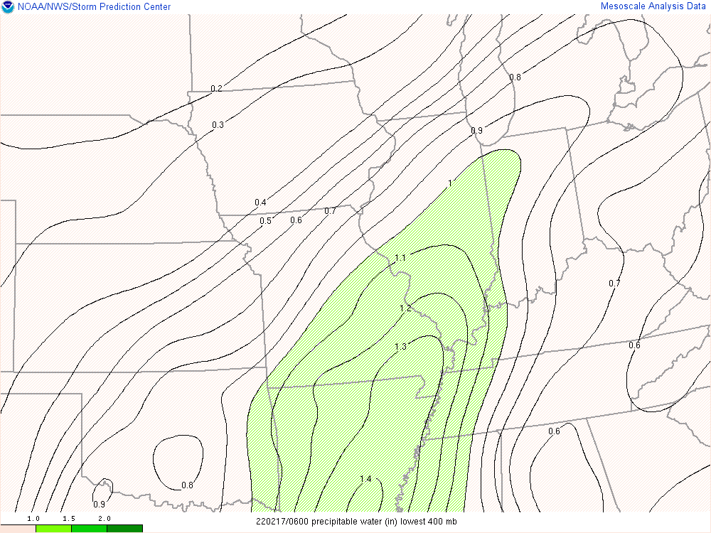 Environment - Precipitable Water at 06Z