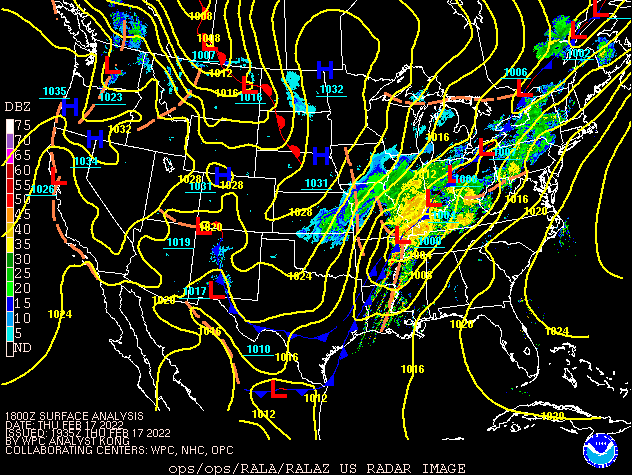 Environment - Surface Map at 1 PM Feb 17