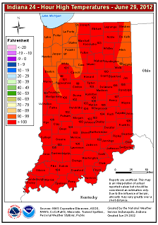 High Temperatures on June 29