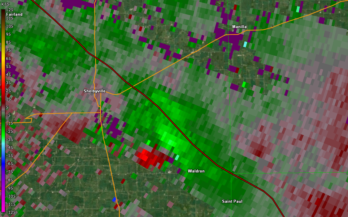 Storm Relative Velocity at 8 PM EDT