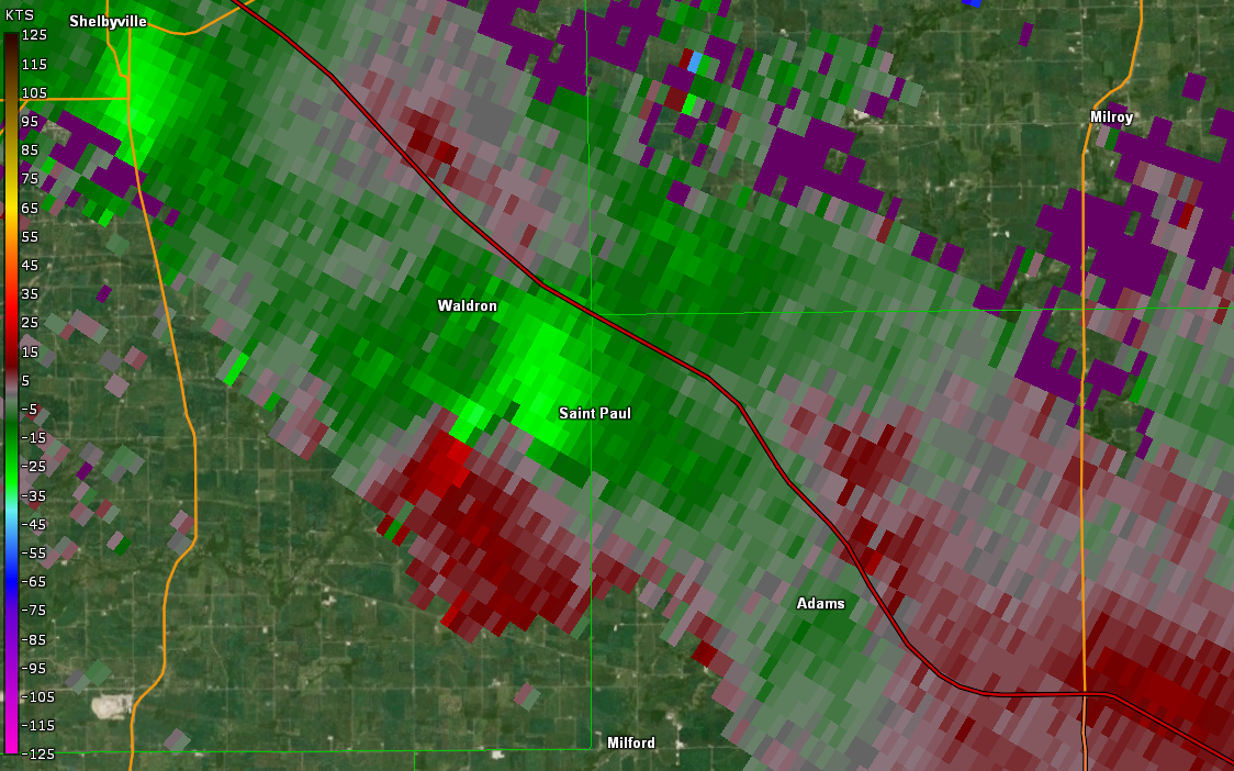 Storm Relative Velocity at 8:14 PM EDT