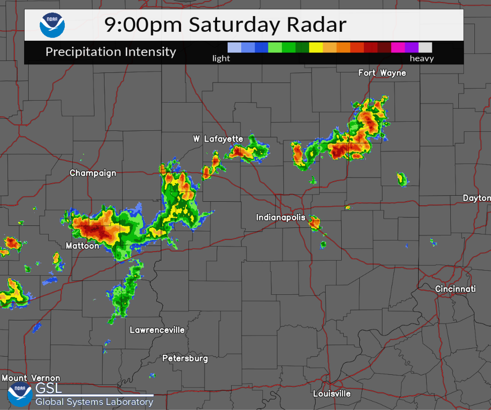 Radar Image 9:00 PM EDT