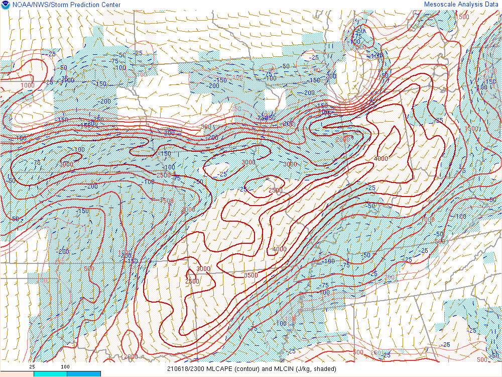 Environment - ML CAPE at 7 PM EDT