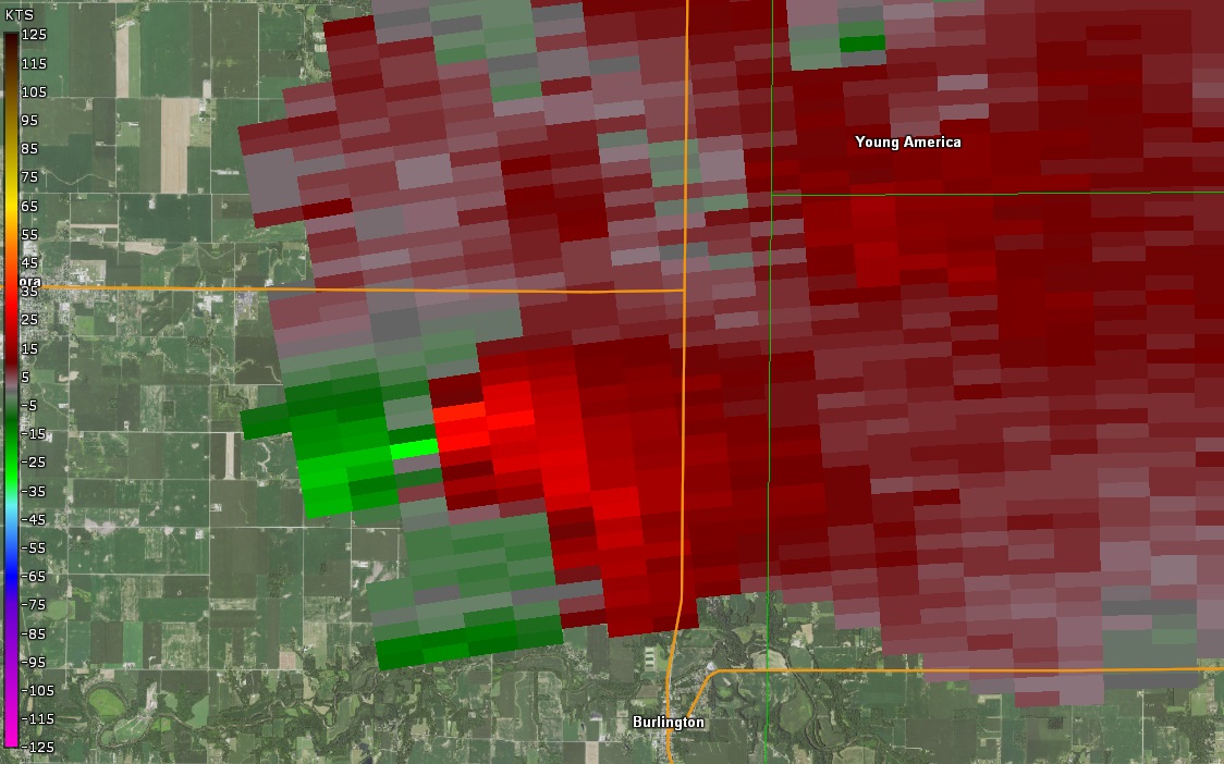 Radar Storm Relative Velocity at 9:07 PM EDT