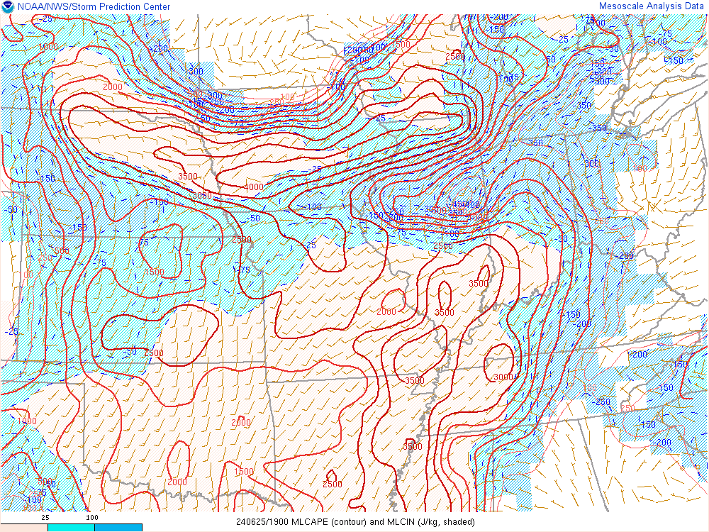 Environment - Mixed Layer CAPE at 3:00 PM