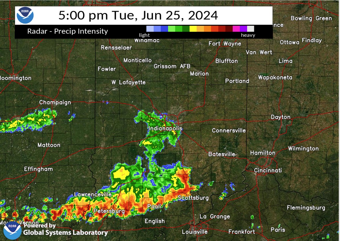 Radar Image at 5PM EDT