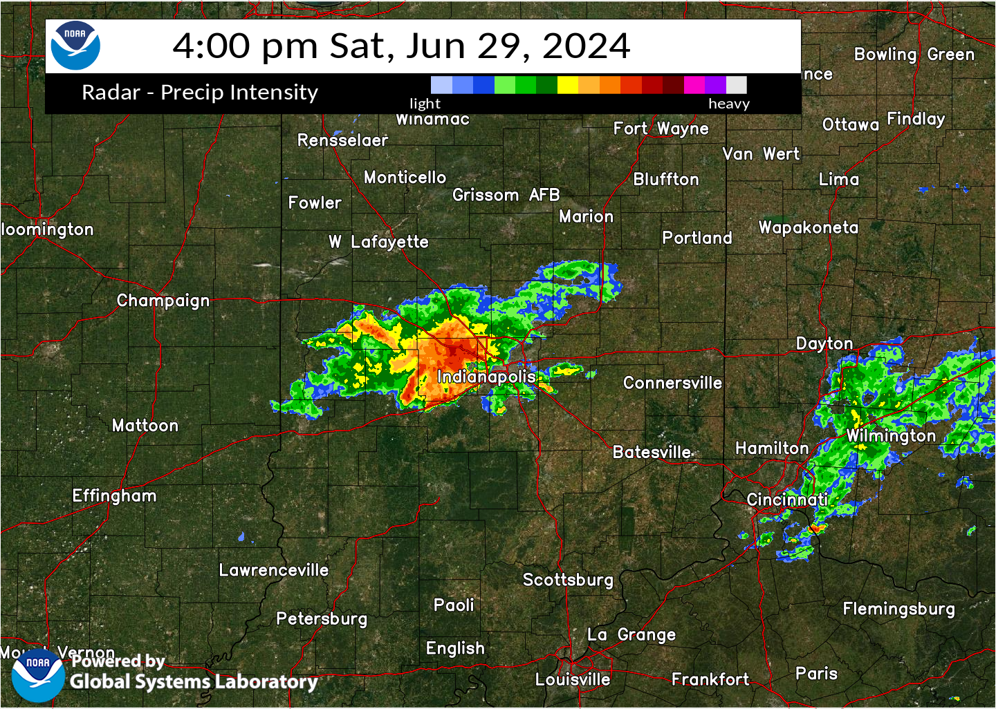 Radar Image at 4 PM EDT