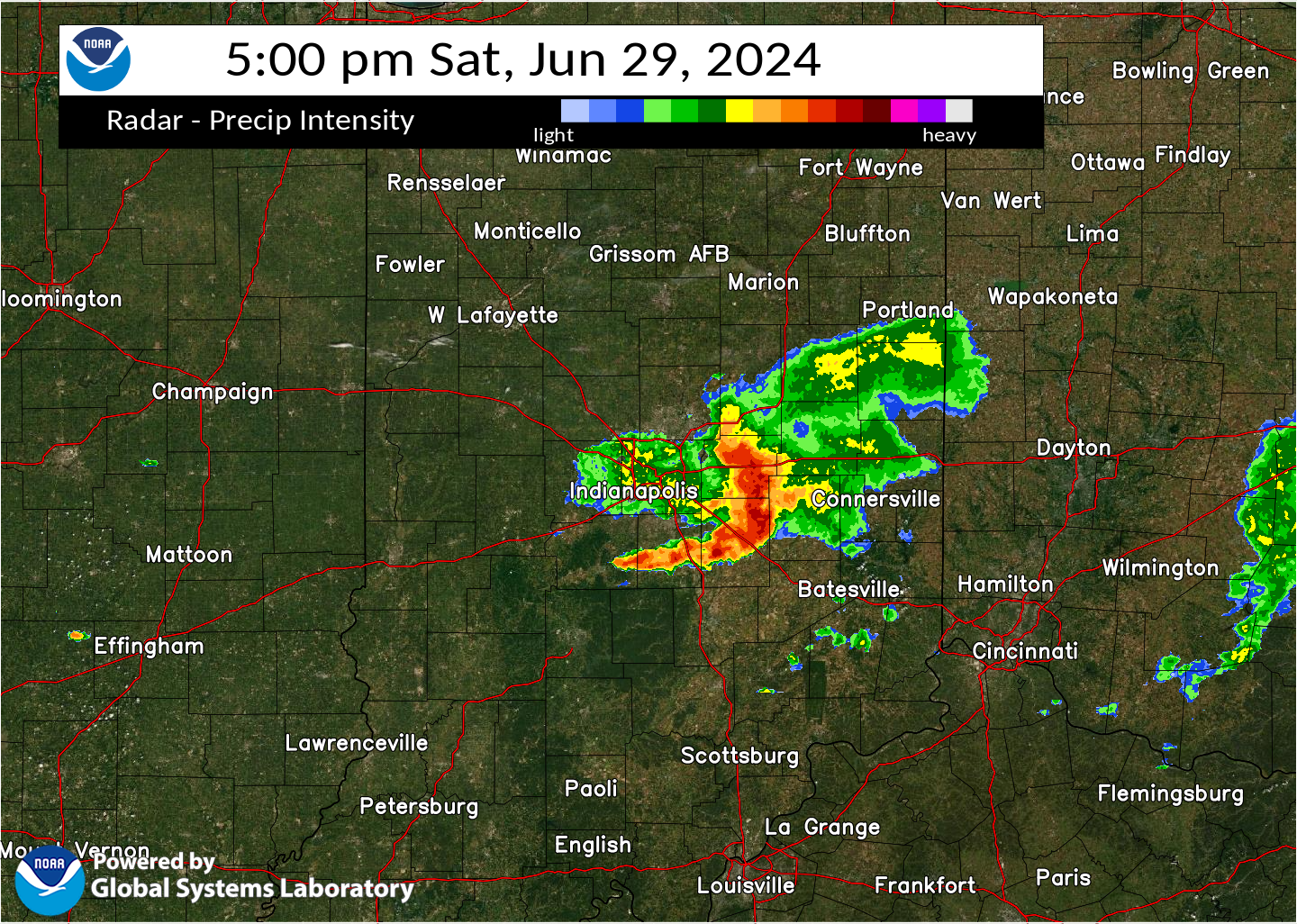 Radar Image at 5PM EDT