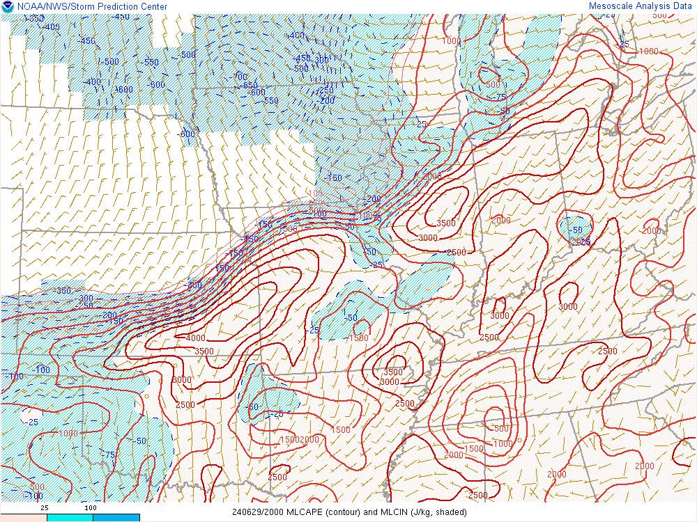 Environment - Mixed Layer CAPE at 3:00 PM