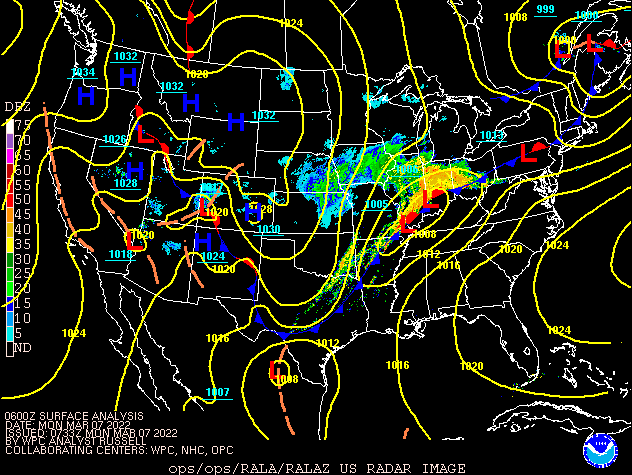 Environment - Surface Map at 1:00 AM EST March 7