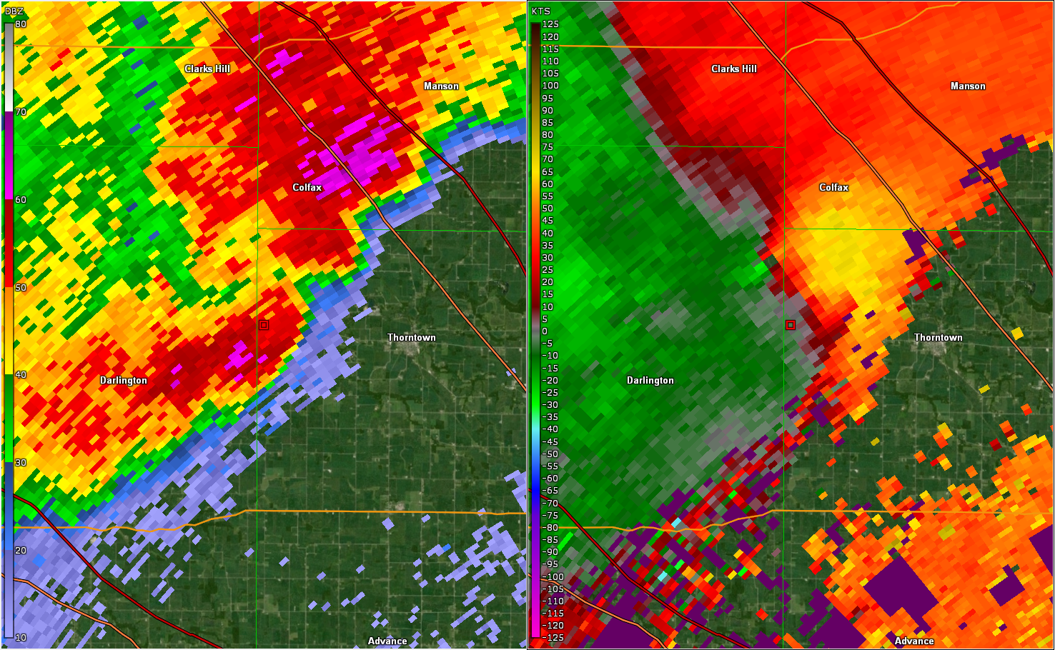 Radar 2 panel at 10:43 PM EDT