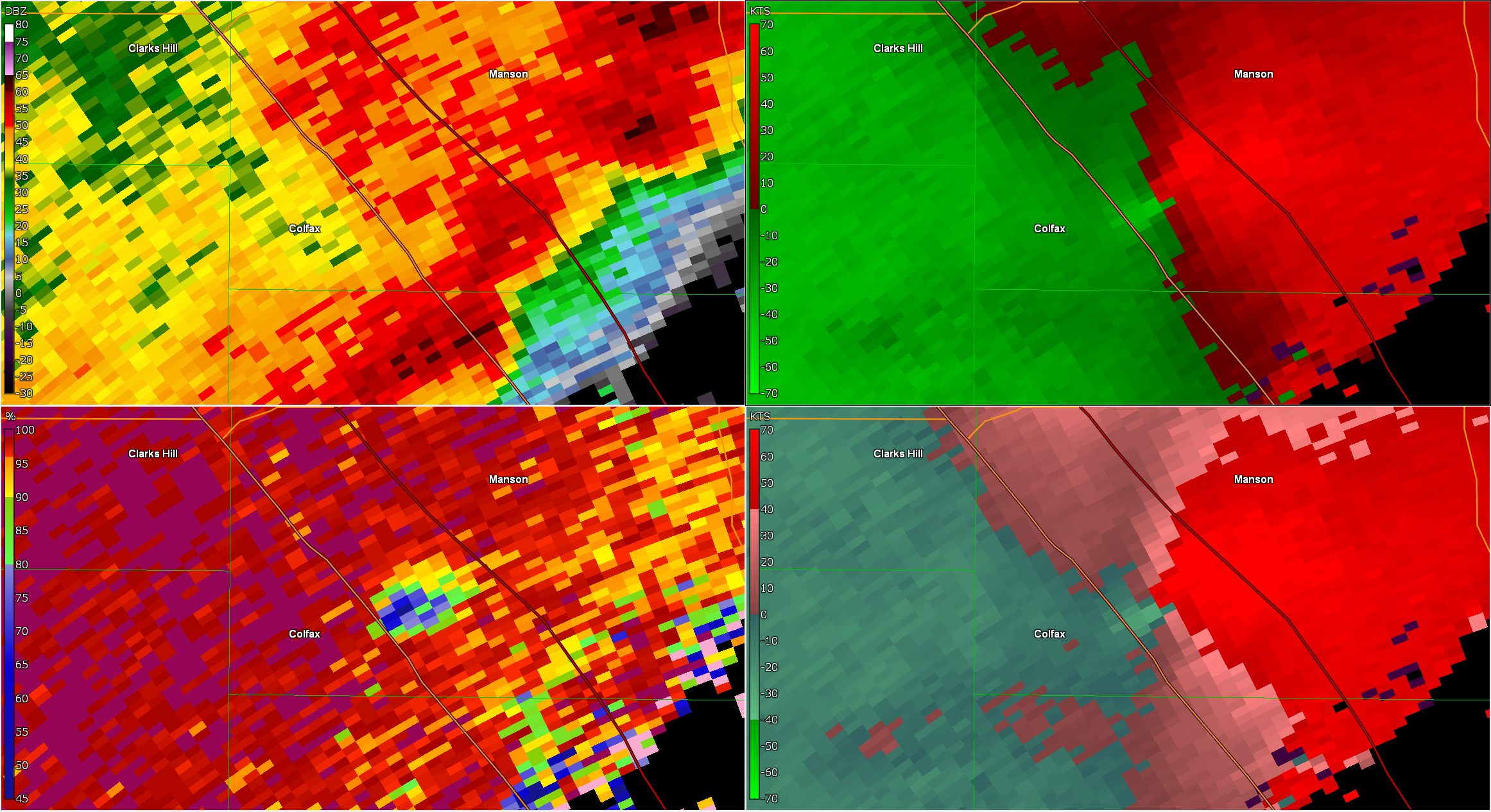 Radar 4 panel at 10:48 PM EDT