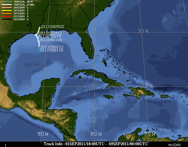 Tropical Storm Lee track