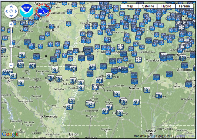 Winter Weather Reports Map