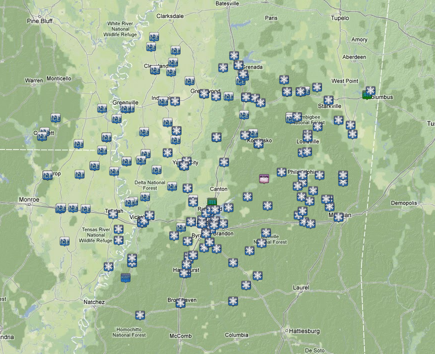 Winter Weather Reports Map