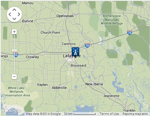 Map location of Lafayette Regional Airport