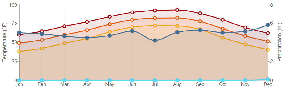 Data graph for Town Bluff Dam