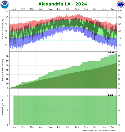 Temperature and precipitation plot for 2024