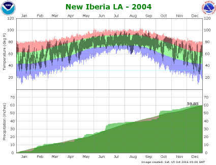 Temperature and precipitation plot for 2004