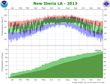 Temperature and precipitation plot for 2013