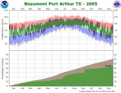 Temperature and precipitation plot for 2005