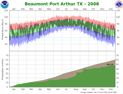 Temperature and precipitation plot for 2008