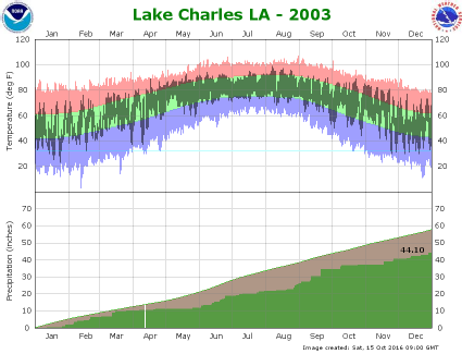 Temperature and precipitation plot for 2003