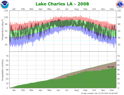 Temperature and precipitation plot for 2008