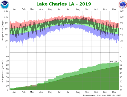 Temperature and precipitation plot for 2019