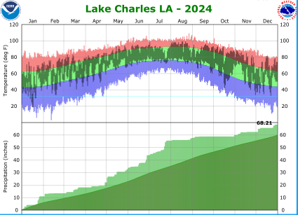 Temperature and precipitation plot for 2024