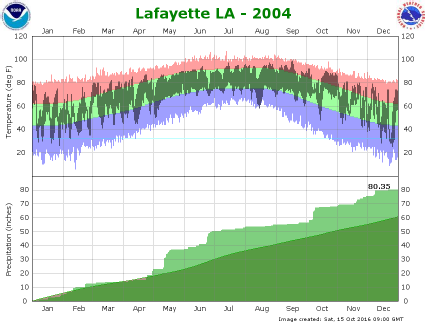 Temperature and precipitation plot for 2004