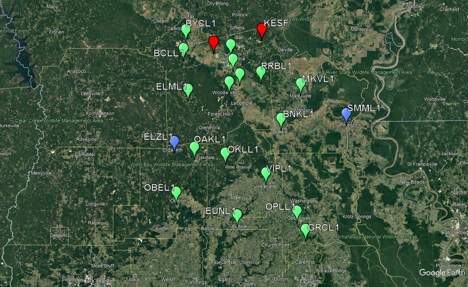 Northeast quadrant map for LCH coop climo data