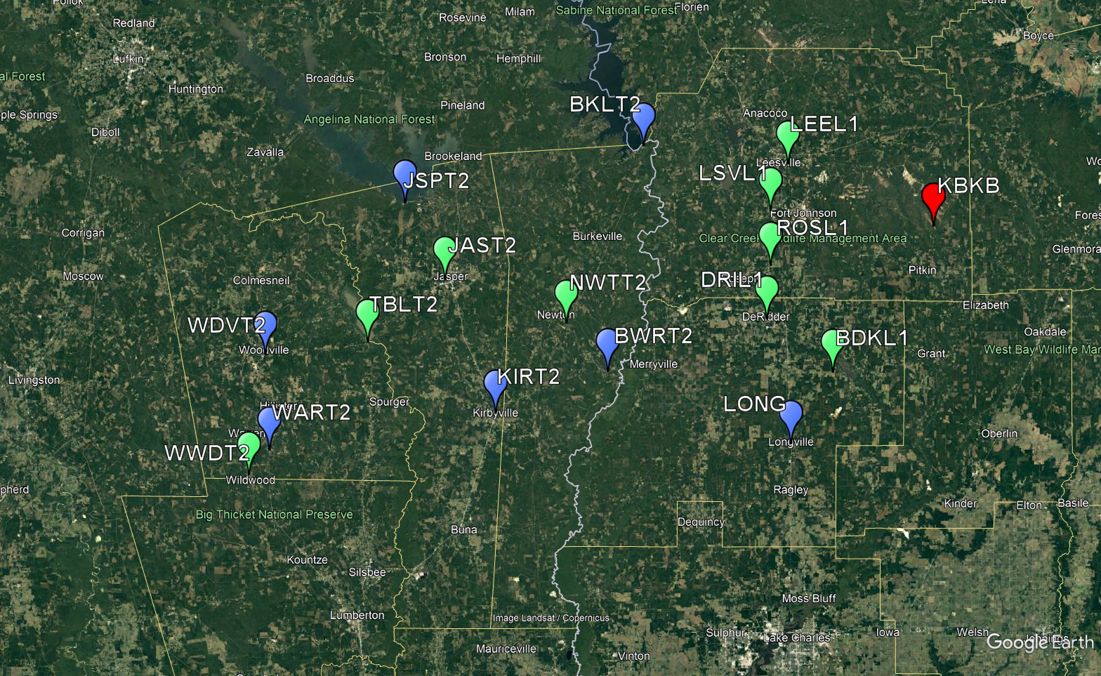 Northwest quadrant map for LCH coop climo data