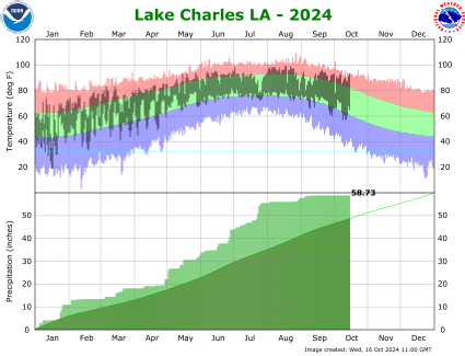 Lake Charles temp/rain YTD image