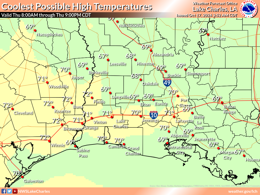 Coolest Possible High Temperature for Day 1