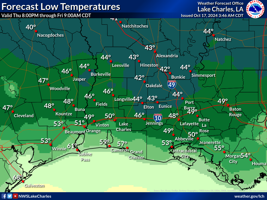 Expected Low Temperature for Night 1