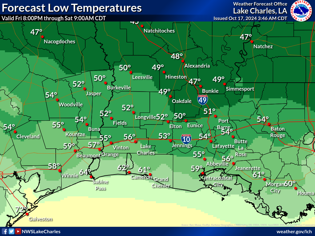 Expected Low Temperature for Night 2